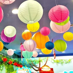 Multicolor Chinese Paper Lanterns 15-20-25-30-35-40cm for Wedding Event Party Decoration Holiday Supplies Paper Ball 32 Colors