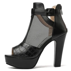 Fashion Peep Toe Ankle Boots For Women Sandals Shoe Sexy High Heels Platform Summer Shoes Ladies Yellow White Large Size 50