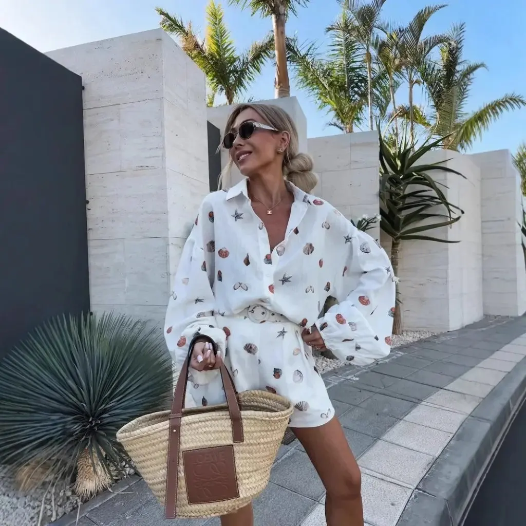 

Женский льняной модный солнцезащитный кардиган и шорты, комплект независимой станции в стиле Европы и США