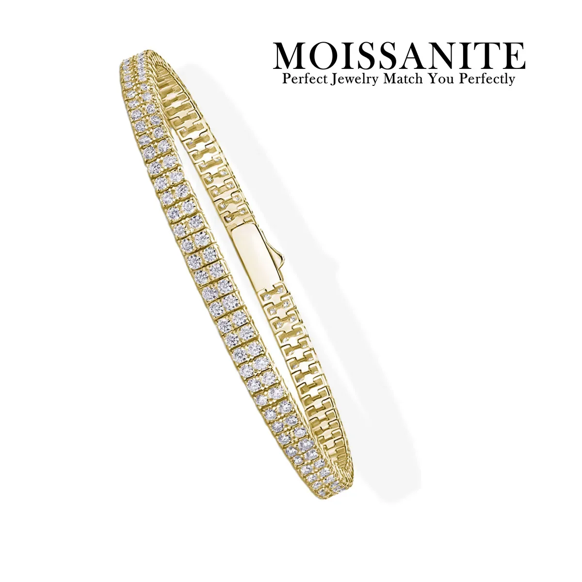 

3mm Elegant Double Row Moissanite Tennis Bracelet 925 Sterling Silver Luxury Style Exquisite Fashionable Wrist Bracelet