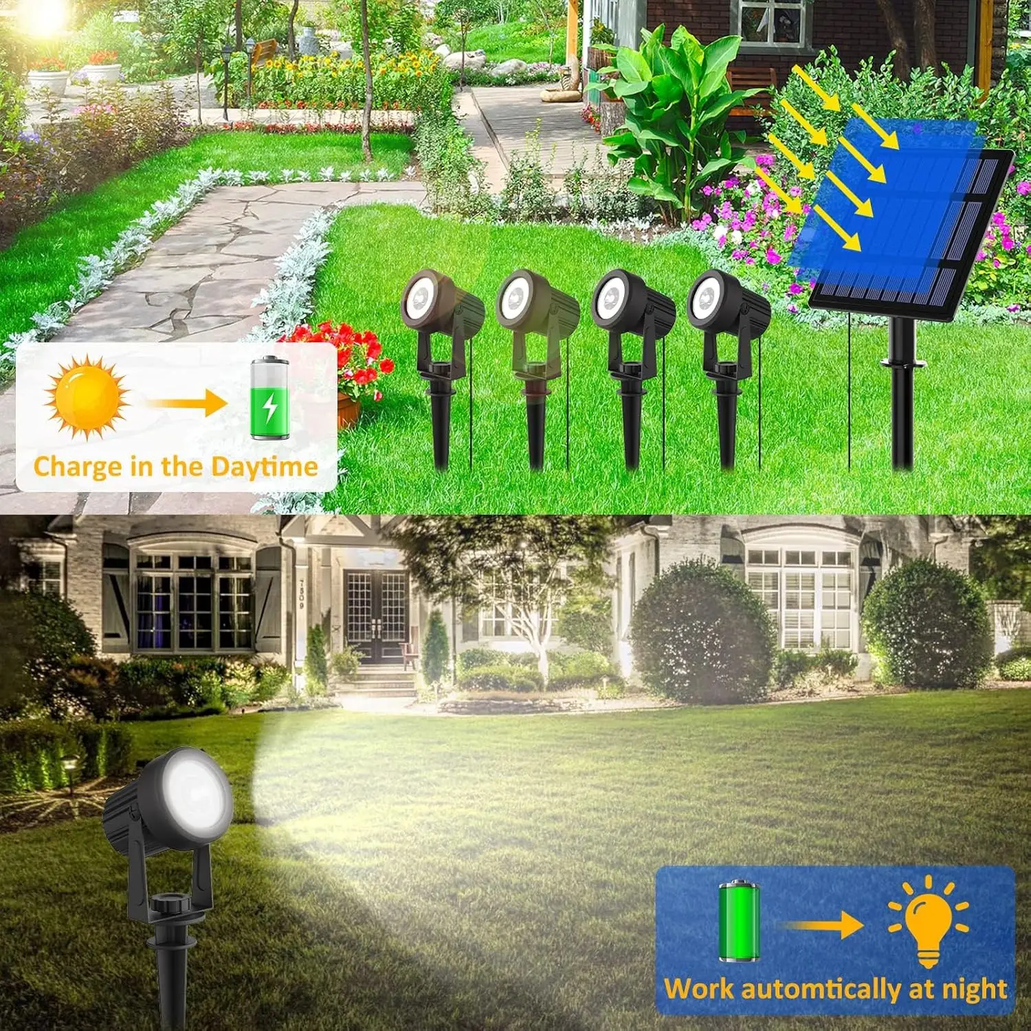 1/2/4/6 LEDS Solar Spotlight Outdoor Garden Wall Lamp for Tree Street Decor IP65 Waterproof LED Landscape Countyard Solar Light