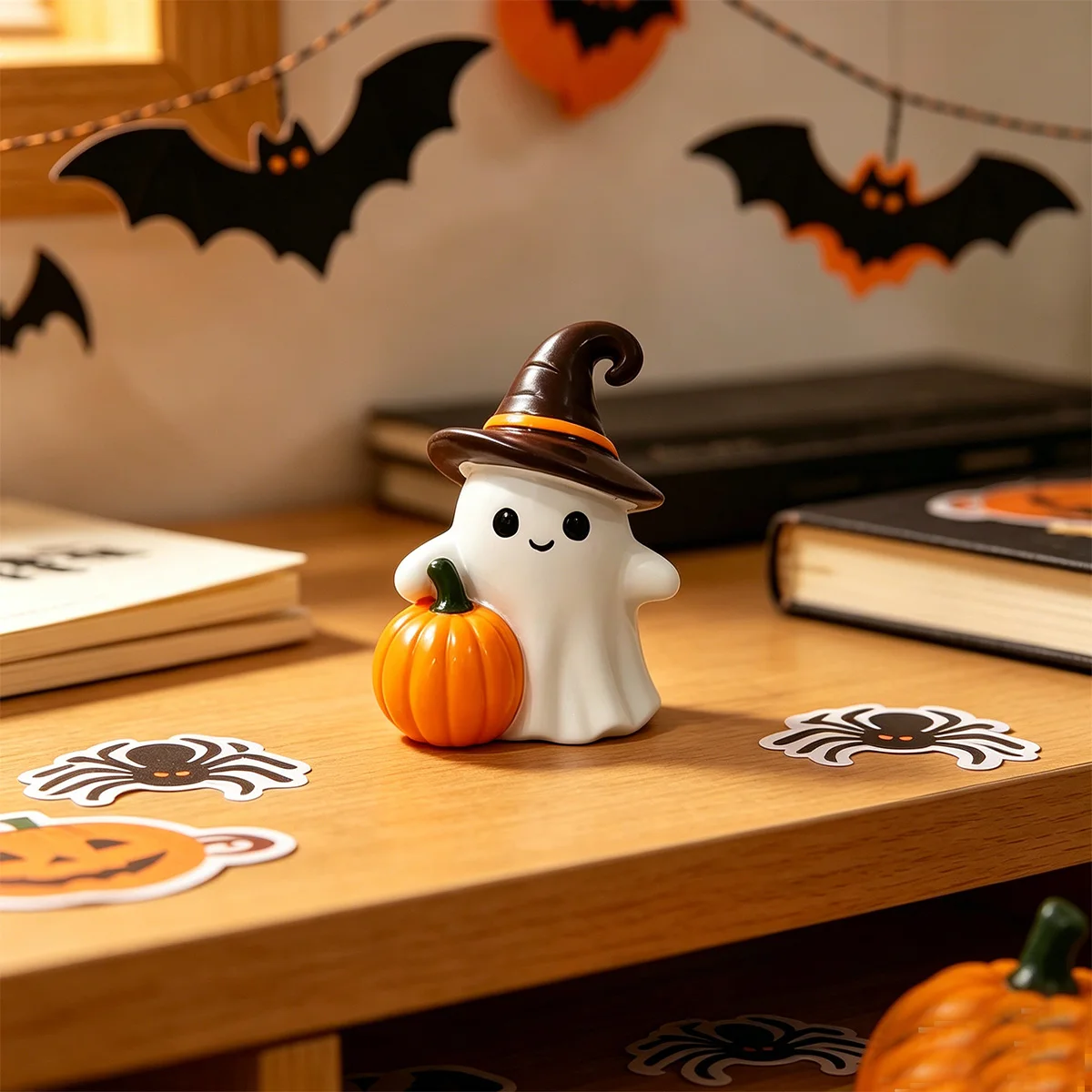 1 piece of resin decorative ornament, Halloween ghost resin ornament, mini desktop decoration, cute ghost ornament for desk/window sill/bookshelf, atmosphere-creating decoration, holiday party window display photo prop, Halloween decoration gift, home desktop atmosphere-creating craft ornament, Halloween quirky and soothing trinket, a great item for gifting and keeping for the holiday atmosphere.