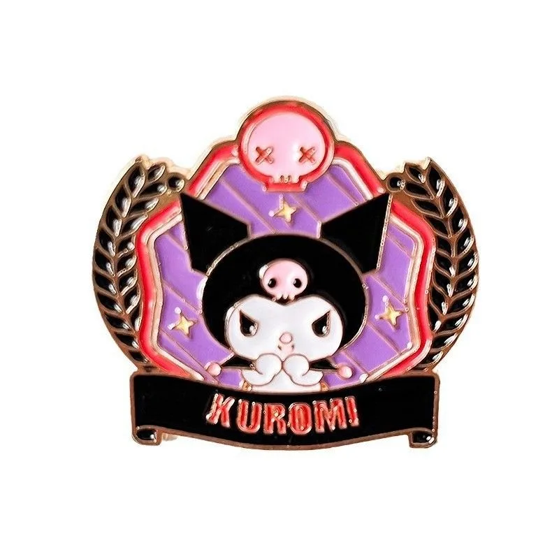 Sanrio College Style Series Emblema, Hello Kitty, Kuromi, My Melody, Cartoon Metal, Moda, Anime Versátil, Medalha, Acessórios de Vestuário