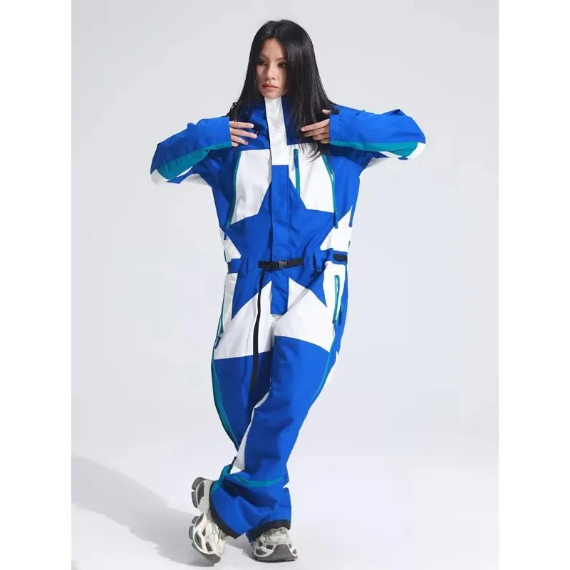 طقم بدلة تزلج احترافية من قطعة واحدة مقاومة للماء من STLF للرجال والنساء معدات رياضية شتوية بغطاء للرأس للتزلج والتزلج على الجليد #6