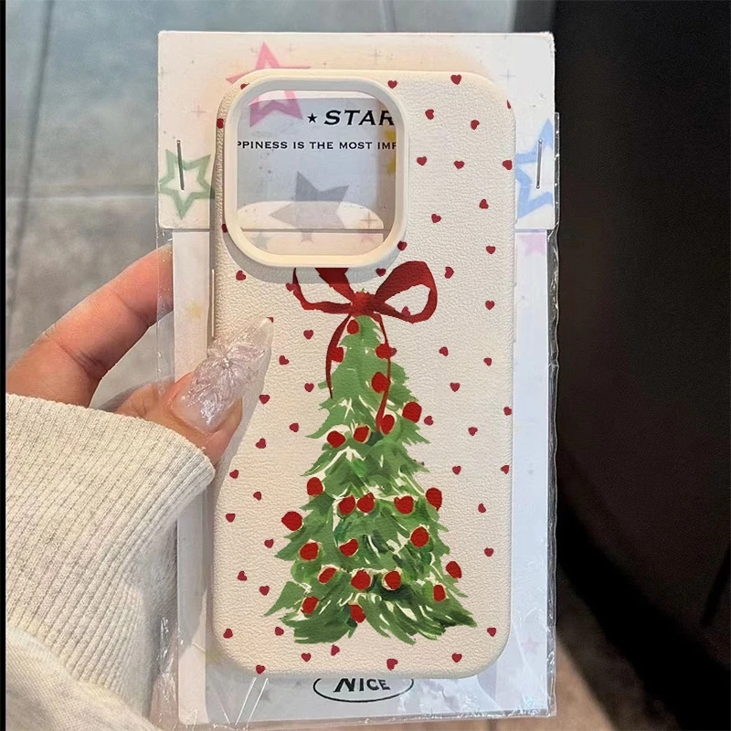 Coque de téléphone en cuir Lichee, Design d'arbre de noël, antichoc, pour Samsung S25 S24 S23 S22 S21 S20 S10 Plus FE Ultra 4G 5G