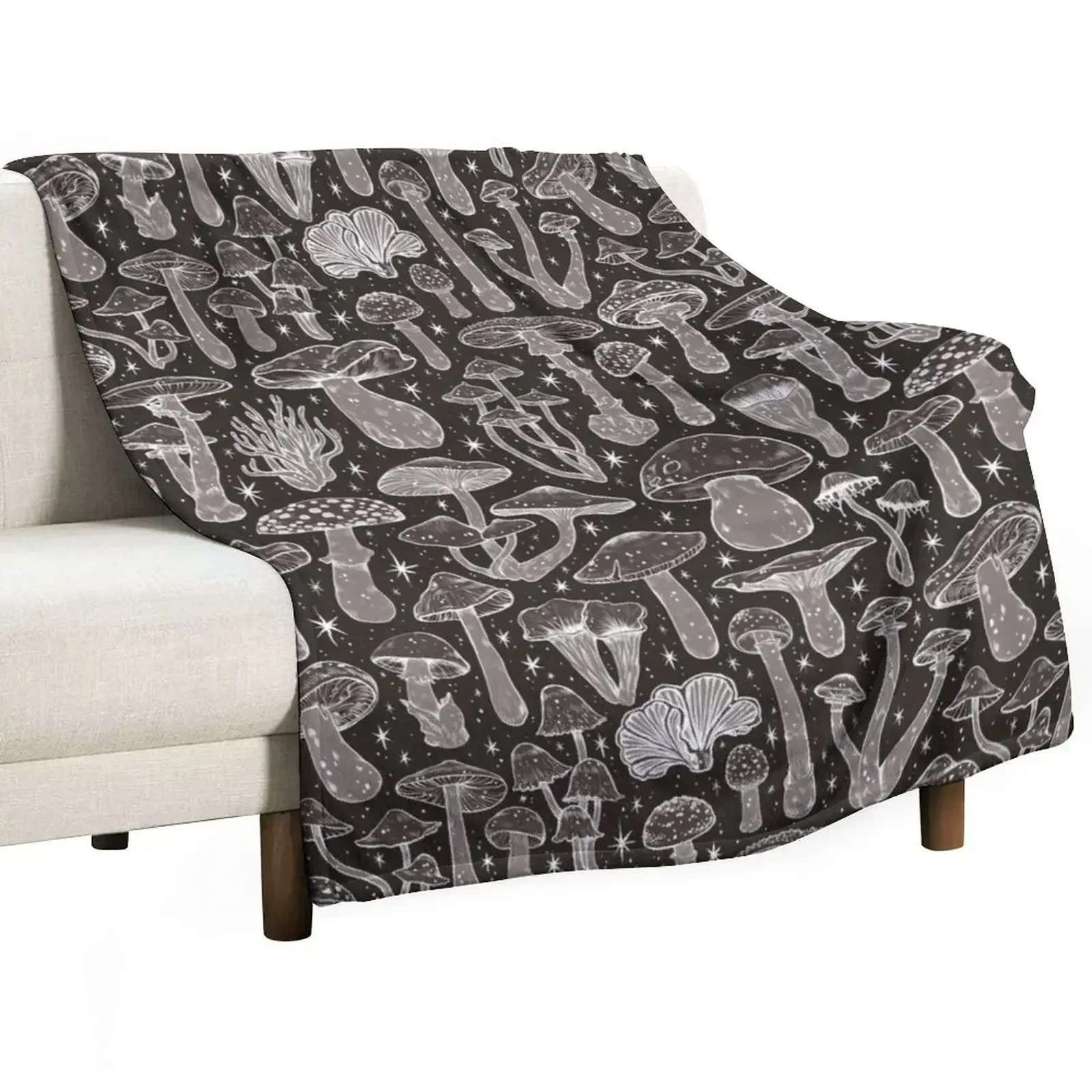 Deadly Mushrooms Ghostly Grey Throw Blanket Thin Hair Designers Blankets