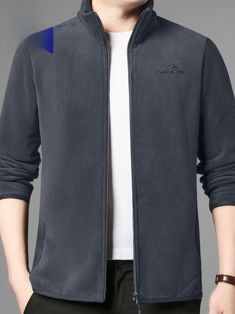 

Lnd Men's Fce Sweatirt Loose Thi Warm Cold-resistant Double-sided Velvet Stand Collar Casual Top for Autumn Winter