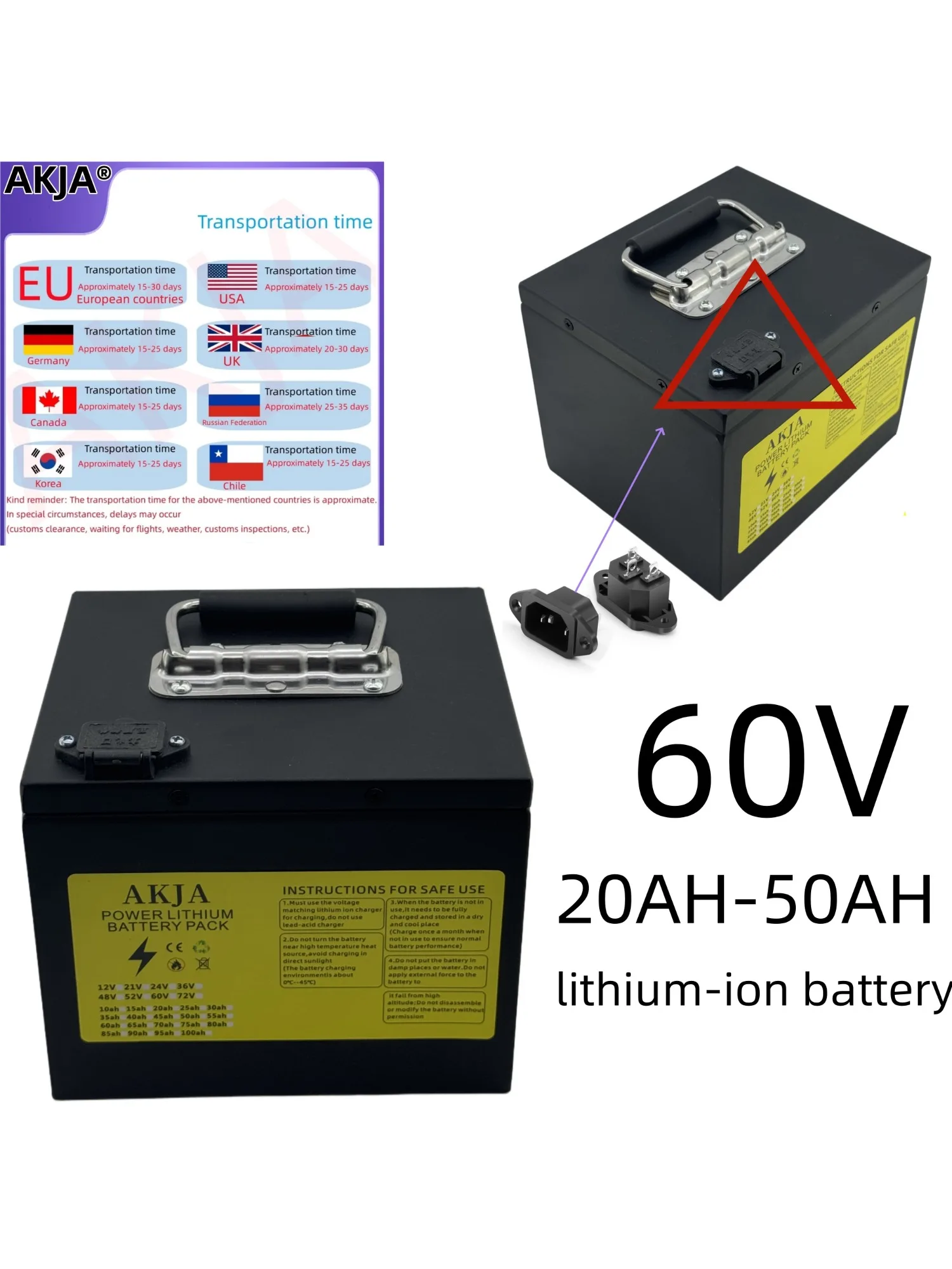 18650 lithiumbatterij, luchtvracht, 60V50AH, volledige capaciteit, geschikt voor motoren hieronder, geschikt voor diverse elektrische voertuigen - afbeelding 2