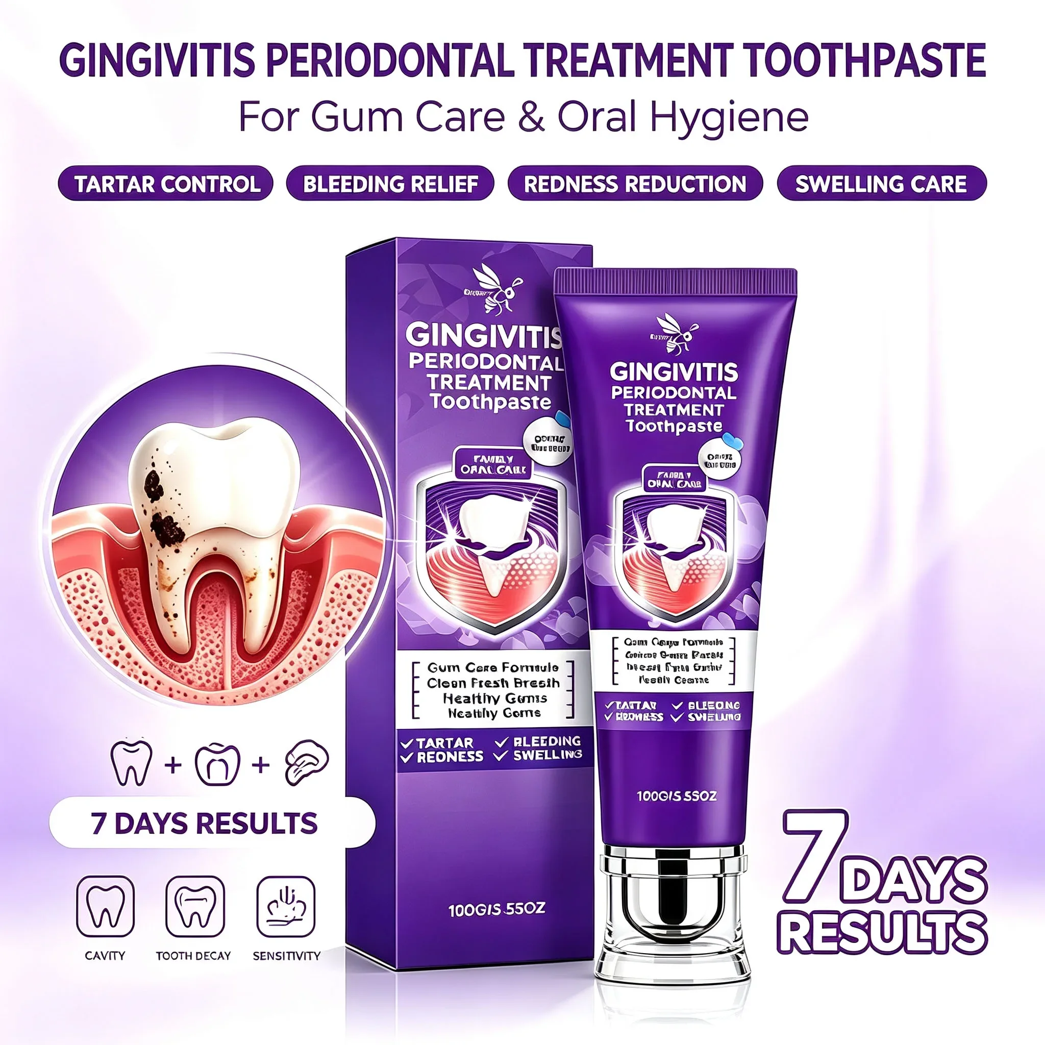 Gingivitis Periodontal Toothpaste, Gum Repair, Prevent & Remove Tartar, Reduce Gum Bleeding Swelling, Fresh Breath Oral Care