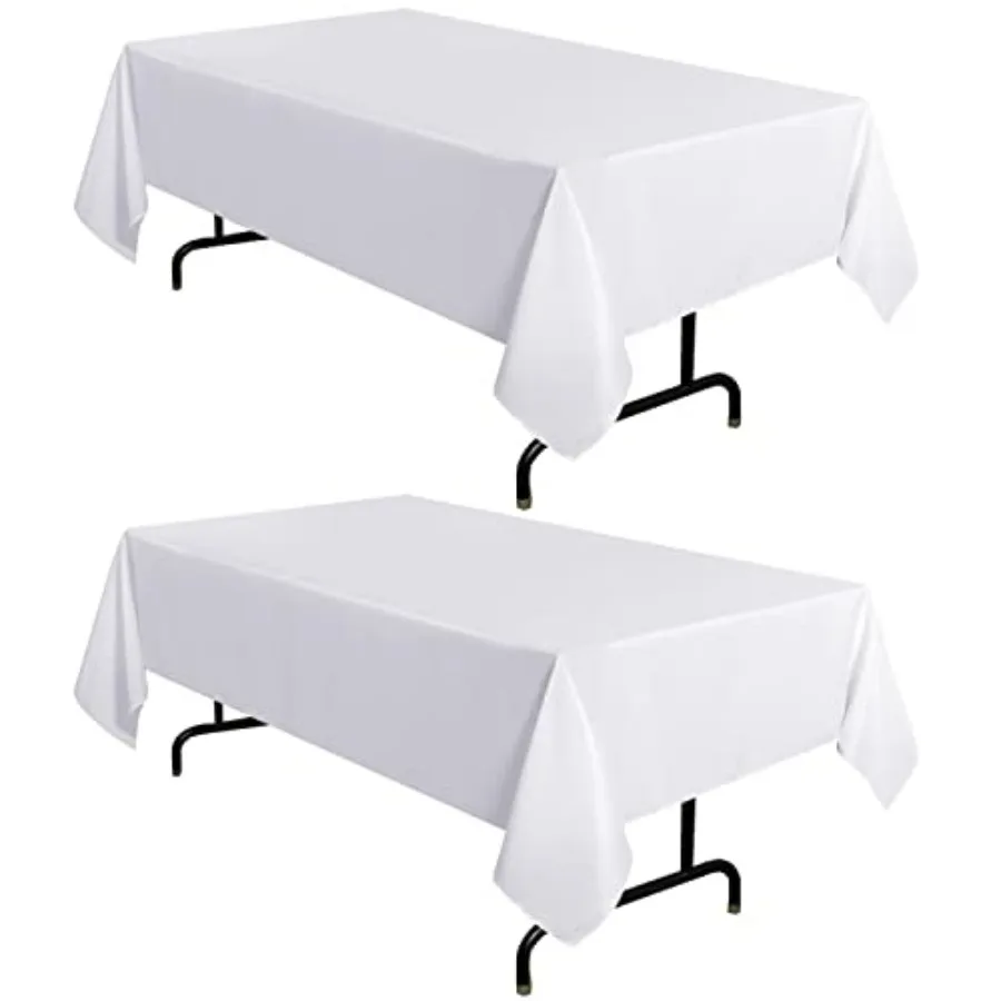 

2 Pack Tablecloth 60 x 102 Inch, Rectangle 6 Feet Table Cloth - Stain and Wrinkle Resistant Washable Polyester Table Cover for