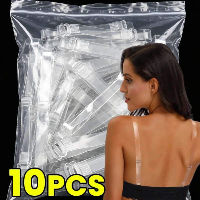 10pcs Summer Transparent Invisible Bra Straps Detachable Adjustable Shoulder Strap Women Elastic Bra Belt Underwear Accessories