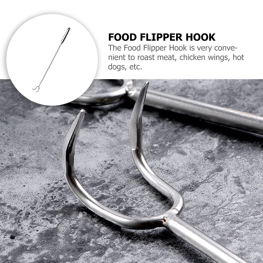 

Stainless Steel Meat Hook Hooks for Bbq Grill Tooks Grilling Accessory Flipping Barbecue Flipper Food Tool