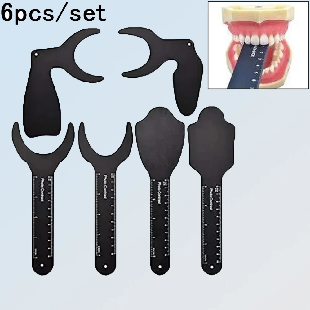

6Pcs Dental Photo Contrast Black Background Board Autoclavable Orthodontic Photography Tool for Teeth Whitening Effect Display