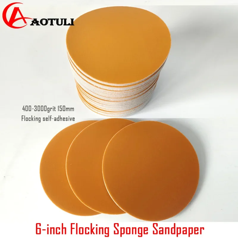 Flocking Sponge Sandpaper 150MM 6-inch For FESTOOL /Mirka etc Sander Back Fleece Round Car Sanding Sheet Sandpaper P400-3000