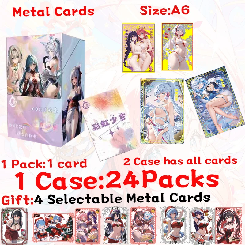 

Newest Rainbow Girl A6 Metal Cards Goddess Story Collection Cards Waifu Booster Box Ccg Acg Doujin Toys And Hobby Gift