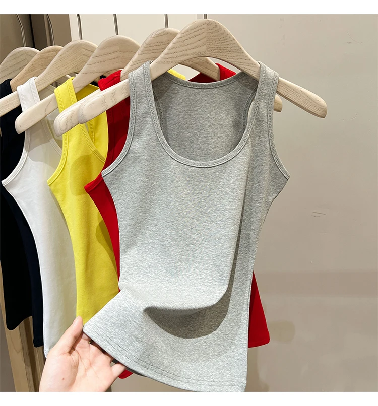 Zjaiss Damen Tanktop Einfarbiges Camisole 2026 Sommer Neu Minimalistisch Vielseitiges Ärmelloses Oberteil für Innen- und Außenbekleidung – Detail 21