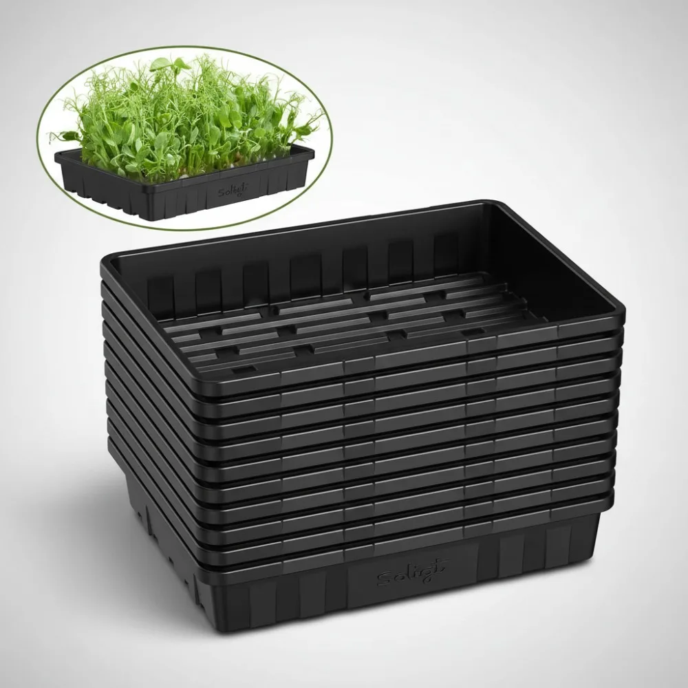 

Extra Thick 10-Pack Seed Starting Trays - No Holes Microgreens Growing, Reusable Plant Germination for Gardeners