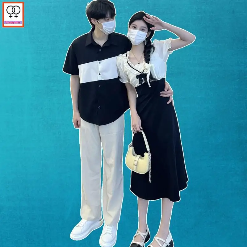 Matching Couple Clothes 2024 Holiday Honeymoon Summer Outfits Date Girls Boyfriend Female Male Lovers Cute Holiday Shirt Dress