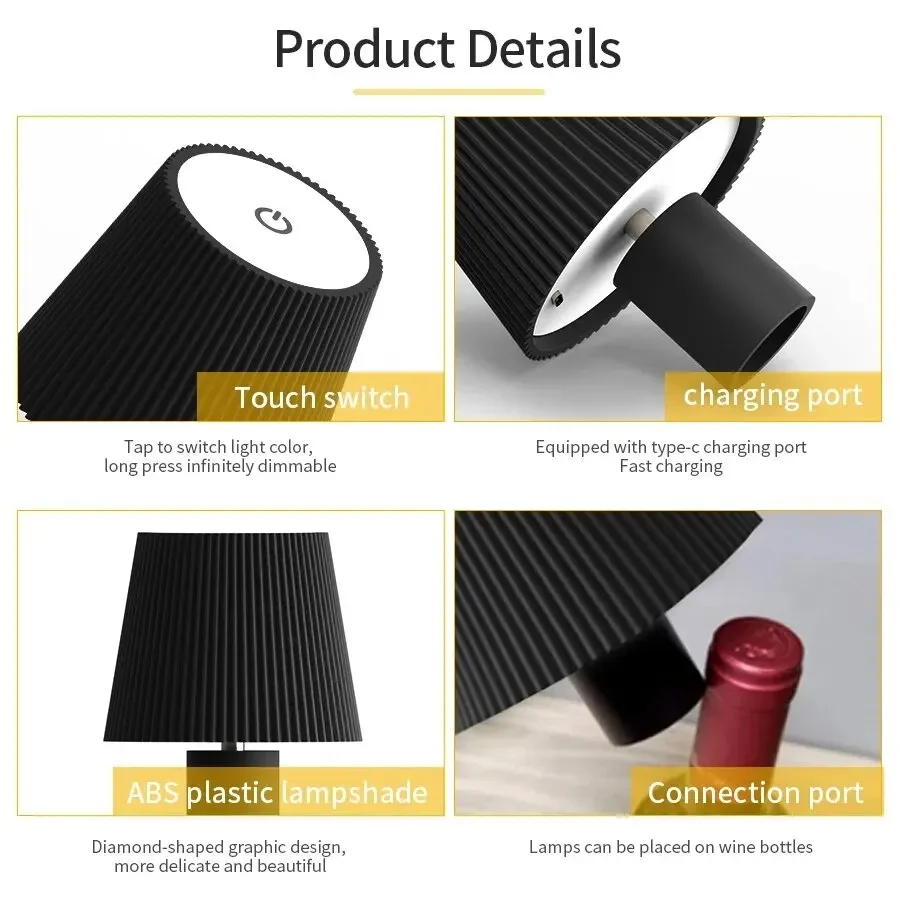 โคมไฟตั้งโต๊ะไร้สาย RGB สําหรับขวดไวน์ ไฟ LED ขวดสําหรับใช้กลางแจ้ง ระบบควบคุมแบบสัมผัส เหมาะสําหรับร้านอาหาร บาร์ เทศกาล ปาร์ตี้