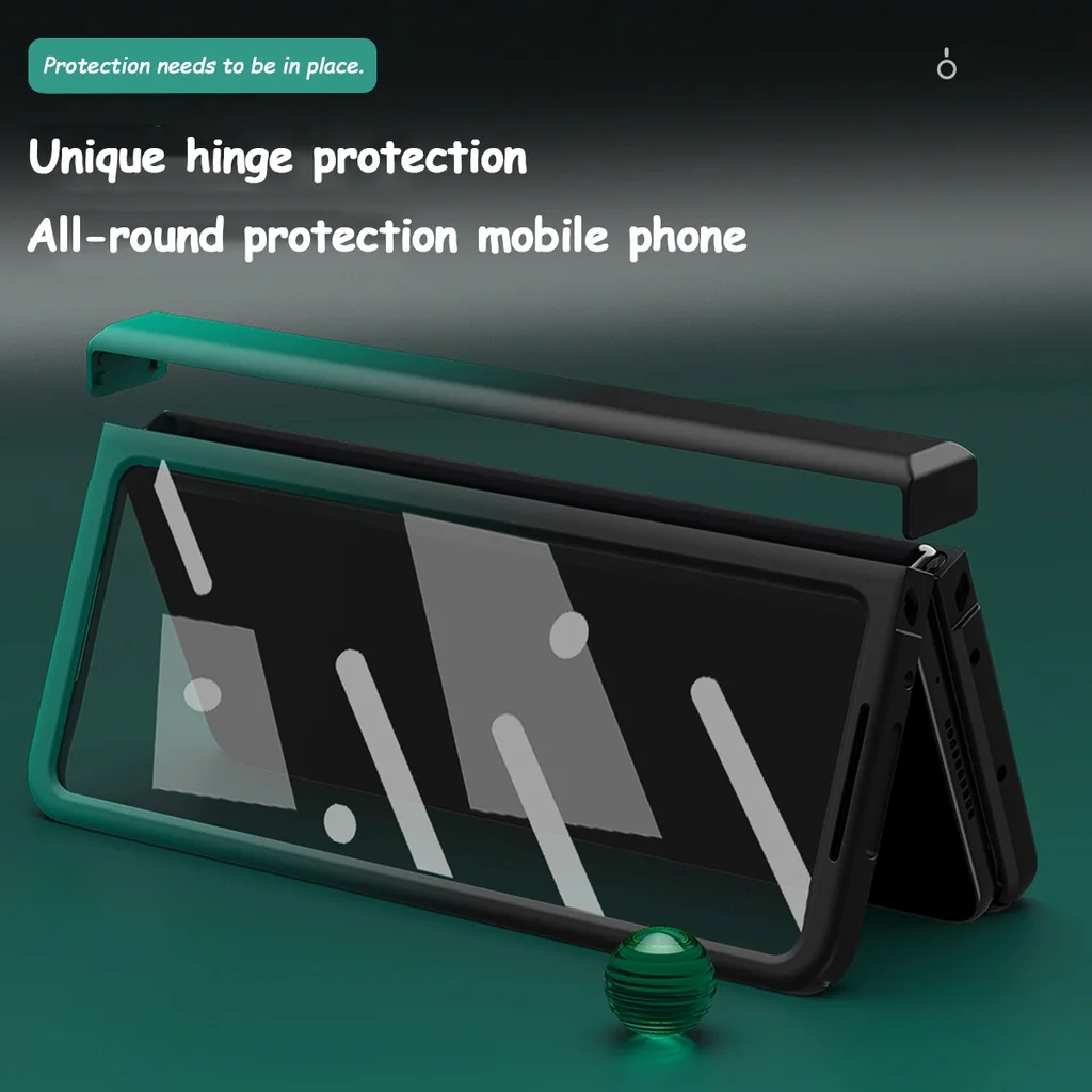 Gradient Color Matte Soft Silicone Folding For Samsung Galaxy Z Fold 5 4 3 2 Hinge Full Protection With Glass Front Film Cover