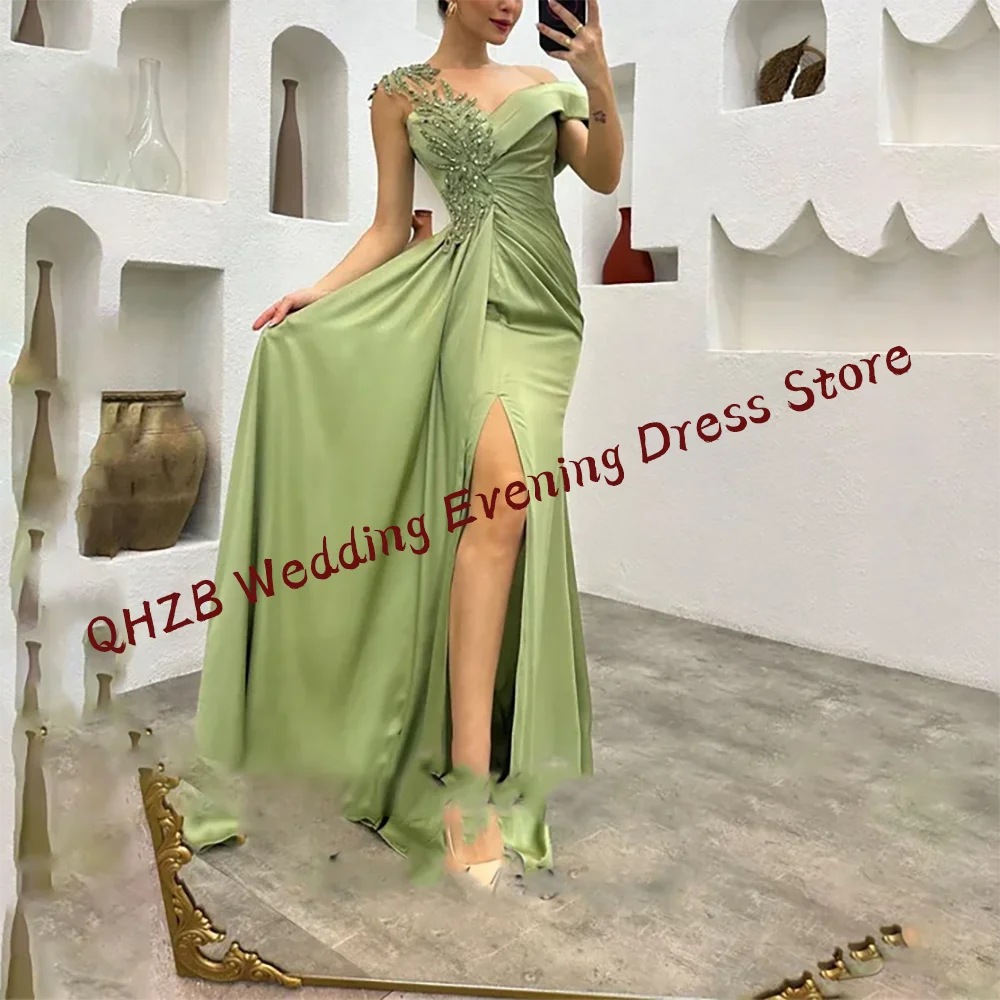 Elegante Satin-V-Ausschnitt-Applikationen, seitlicher Schlitz, Meerjungfrau, formelle Abendkleider, Geburtstagsfeier, Abschlussball-Kleider, individuell gestaltet