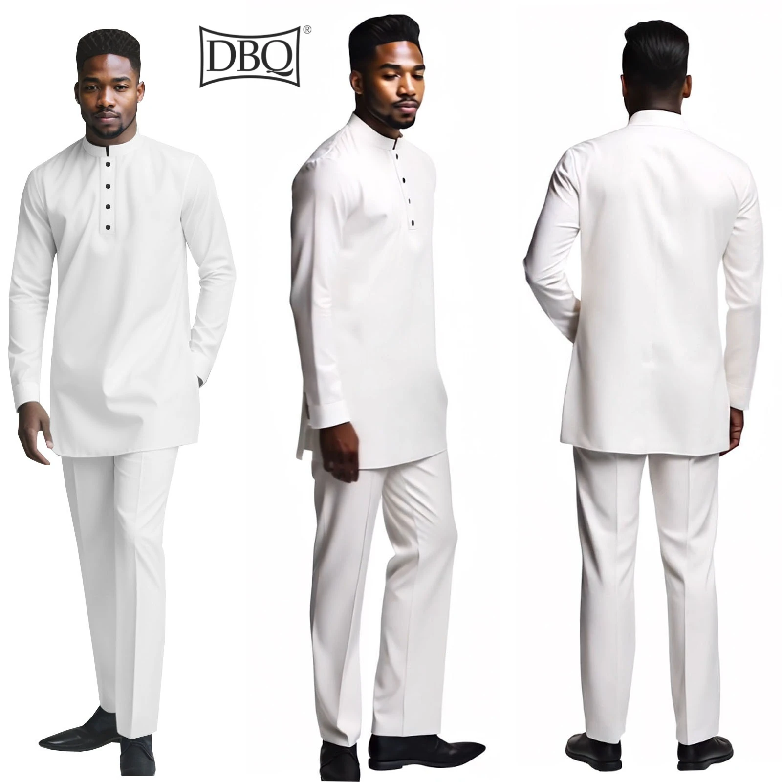 

DBQ African Clothes for Men Soild Color Shirts Jacket Pants Set Plus Size Casual Outwear Traditional BD171