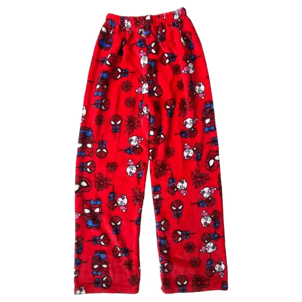 Y2K Hello Kitty SpiderMan pantalons de couchage Anime pyjama pantalon flanelle pantalons décontractés dessin animé confortable vêtements de détente pantalon Couple cadeau