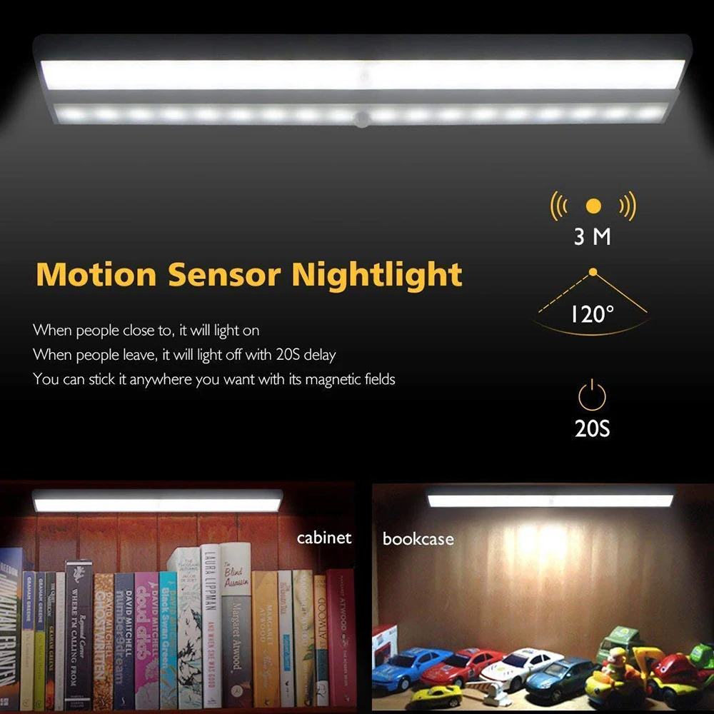 Wireless LED Night Light Motion Sensor Light Closet Night Lamp For Kitchen Bedroom Detector Light Cabinet Staircase Night Lights