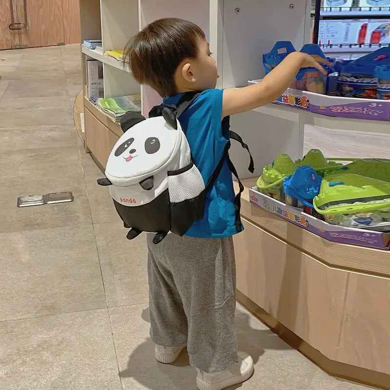 

Детский милый рюкзак в форме панды для детей 1-3 лет, рюкзак большой вместимости, детский многофункциональный черный/белый рюкзакLJ080