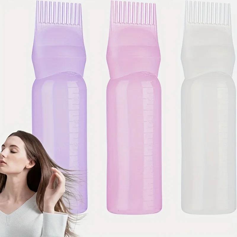 180ml Hair Dyeing Bottle Squeeze Applicator Bottles Comb Plastic Hair Coloring Shampoo Bottle Beauty Hairdressing Styling Tools