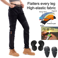 Kevlar Motorcycle Jeans Women Abrasion Resistant Riding Pants Summer Windproof Durable Black Trousers