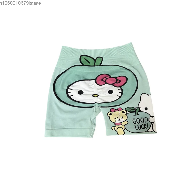 Sanrio Hello Kitty Summer Cartoon Seamless Knitted Cute Double-sided Printed Shorts New Sweet Y2k Girl Mid Waist Slim Fit Shorts