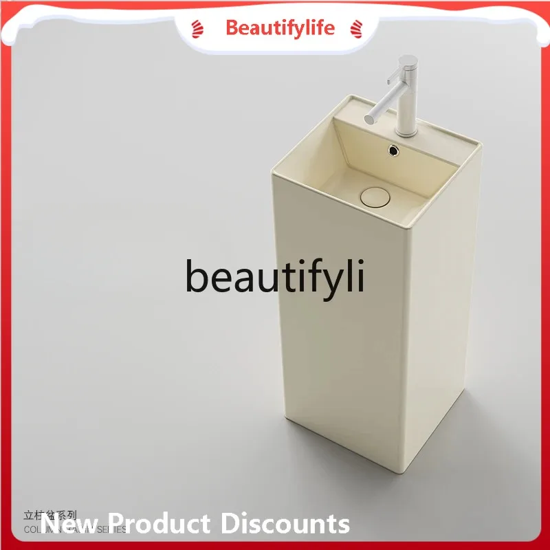 

cn0420 Cream wind column basin Ceramic washbasin Integrated floor column square