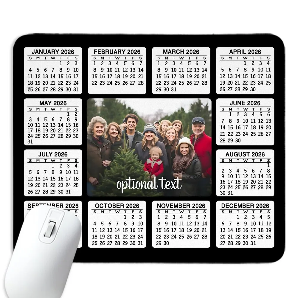 2026 Monthly Planner Customizable 2D Flat Mouse Pad With Personal Family Photo, Cute Stylish Keyboard Mat For Laptop PC
