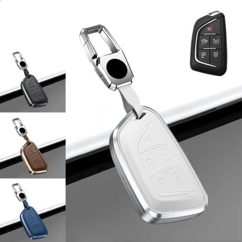 

A+ Alloy Leather Car Key Fob Case Cover For Cadillac CT5 CT6 XTS XT4 ESV Escalade