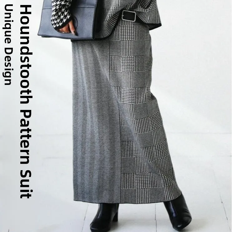 

Черно-белая контрастная юбка с оборками в стиле ретро, облегающая юбка-карандаш, осенне-зимняя новинка, из полиэстера, с рукавами «летучая мышь»