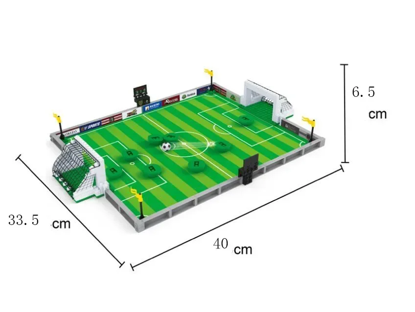 Voetbalstadion Basketbalveld Bouwsteen, Voetbal Basketbal Sport Bordspelblok met Speler Figuur DIY Bouwsteen