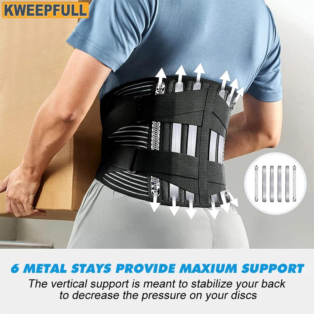 

Back Braces for Lower Back Pain Relief with 6 Stays, Men/Women Breathable Back Support Belt for work lumbar support belt