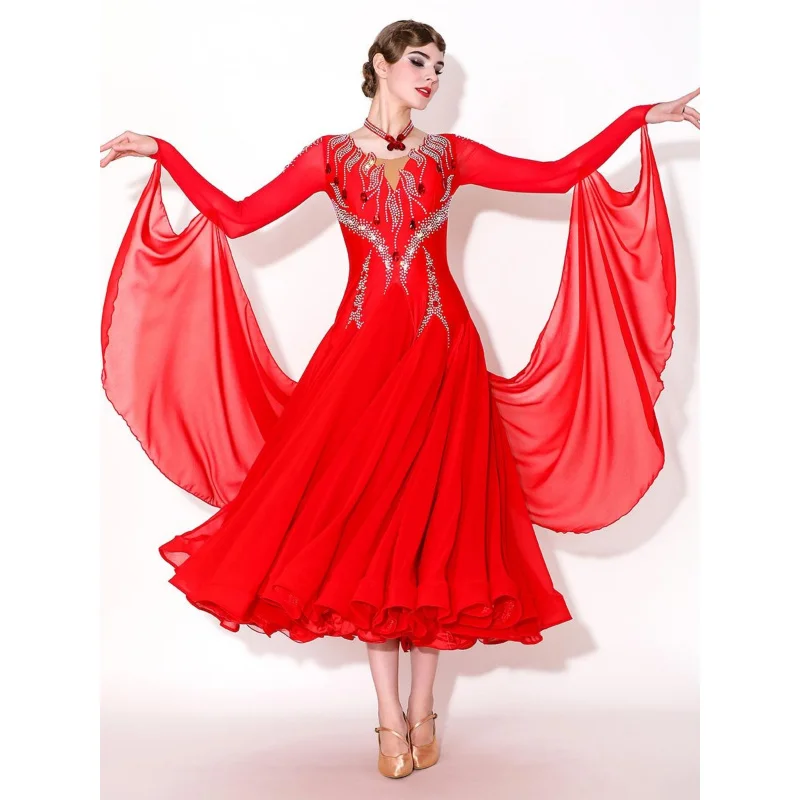 Bachna Socialite! S7081 Maßgeschneidertes modernes Tanz-Performance-Outfit für Erwachsene, neues Intl-Standard-Wettbewerbskleid mit Diamanten