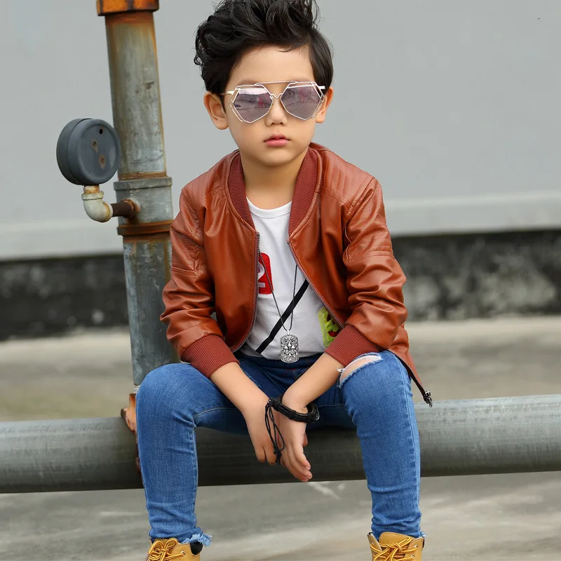 

2025 New Boy's Leather Coat Spring And Autumn Children's Thin Children's Top For 2 To14 Years Old kids Children's Leather Jacket