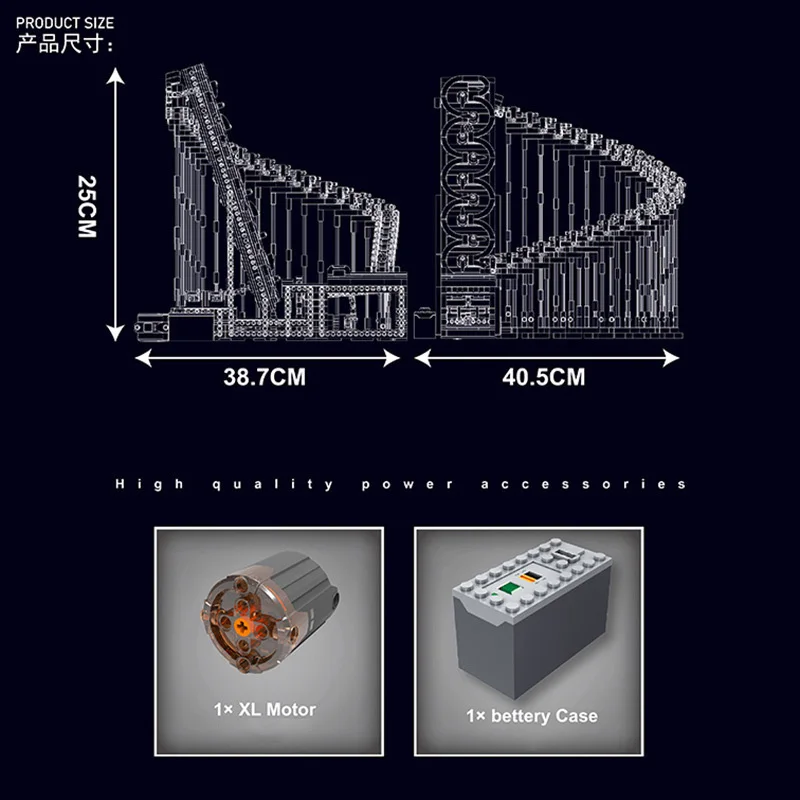 Posavasos de bolas, pista de arpa, línea de montaje eléctrica, bloques de construcción mecánicos de alta tecnología, modelo de potencia modificada, juguetes de ladrillos