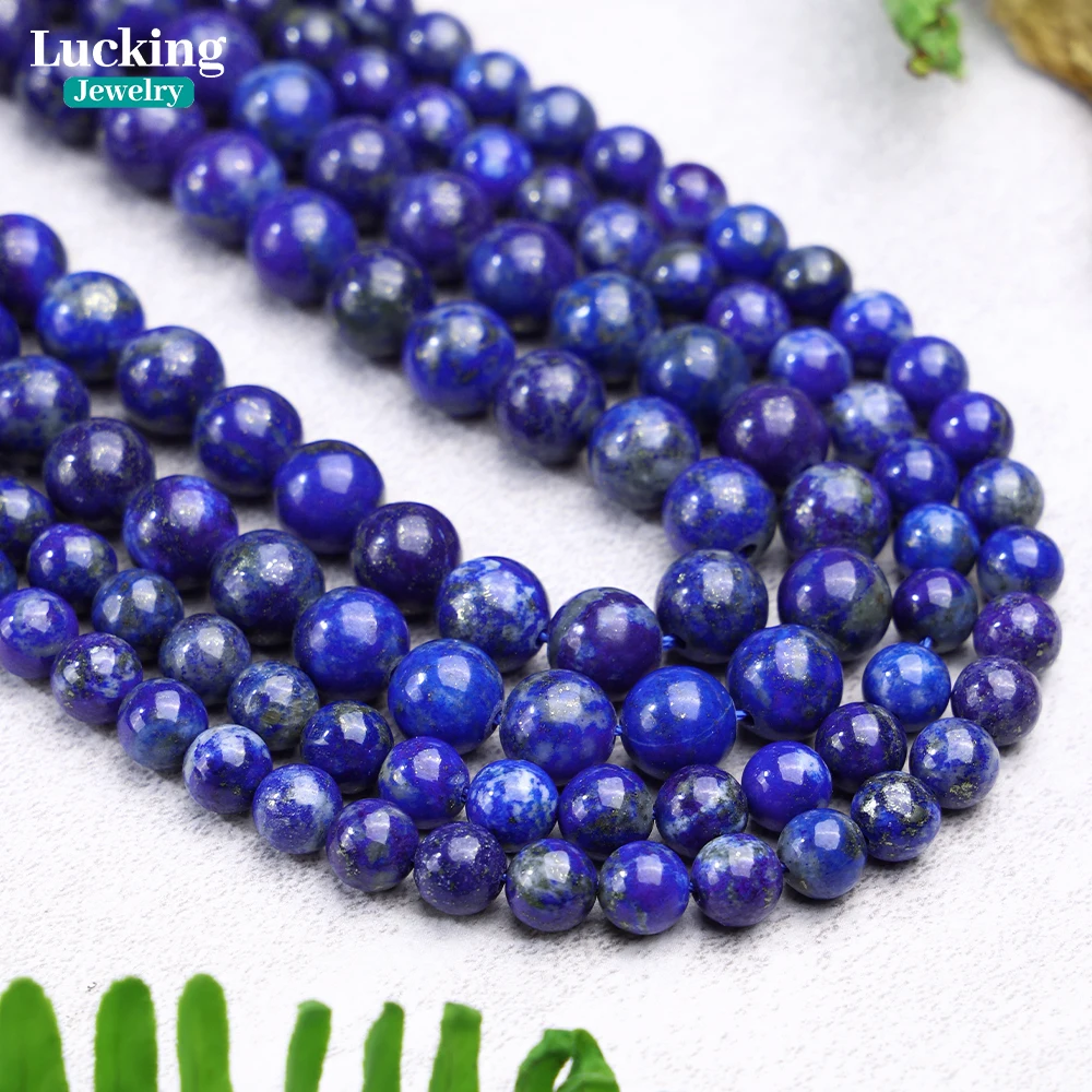 

A+ 100% Natural Lapis Lazuli Undyed Loose Stone Beads For Jewelry Making DIY Bracelet Earrings Accessories 15'' 4/6/8/10/12mm