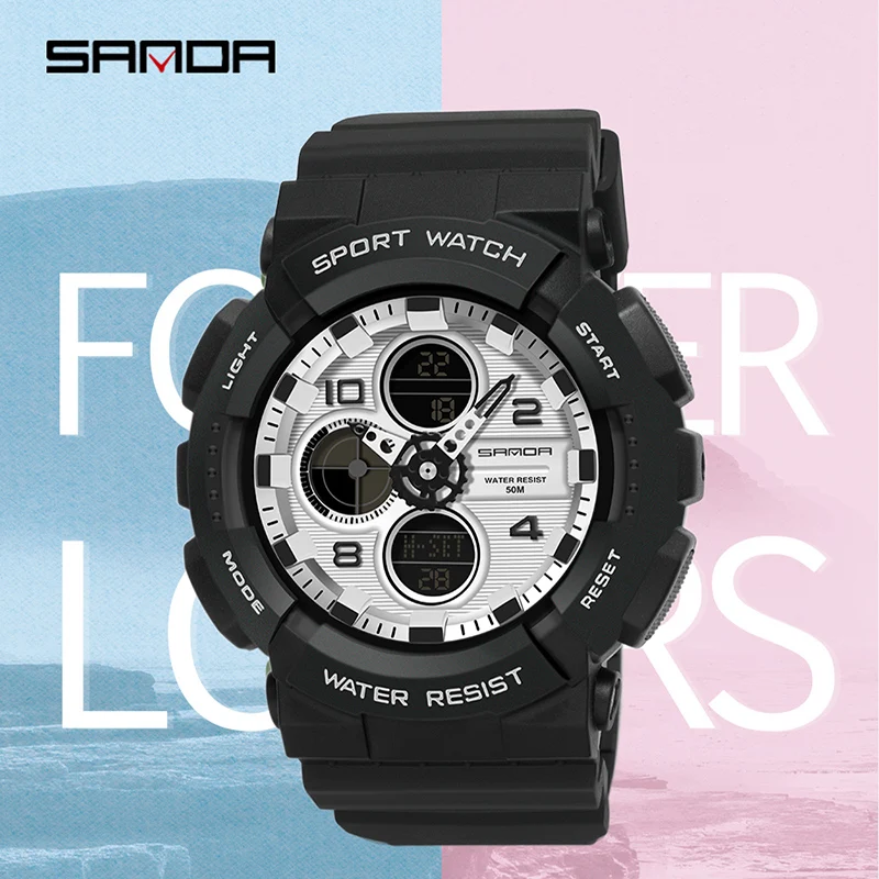 SANDA Fashion Luxury Women Watch 50M Waterproof Outdoor Sports Electronic Clock Multifunction Women Digital Watches Reloj Mujer