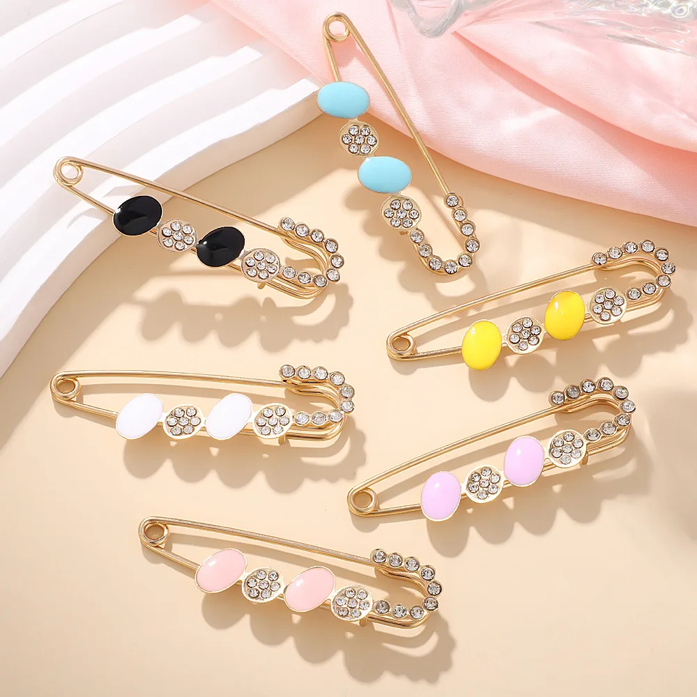 

2PC set Korean shirt neckline anti-light pin exquisite fashion water crystal brooch waist pants adjustment fixed button