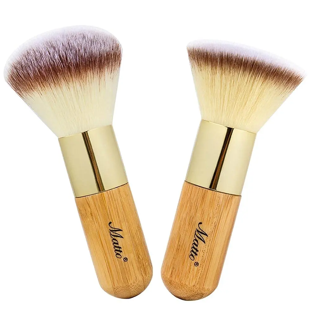 

Makeup Brush Set 2 Pieces Face Blush Kabuki Powder Foundation Brushes for Mineral BB Cream, Ultra Plush Synthetic Bristles