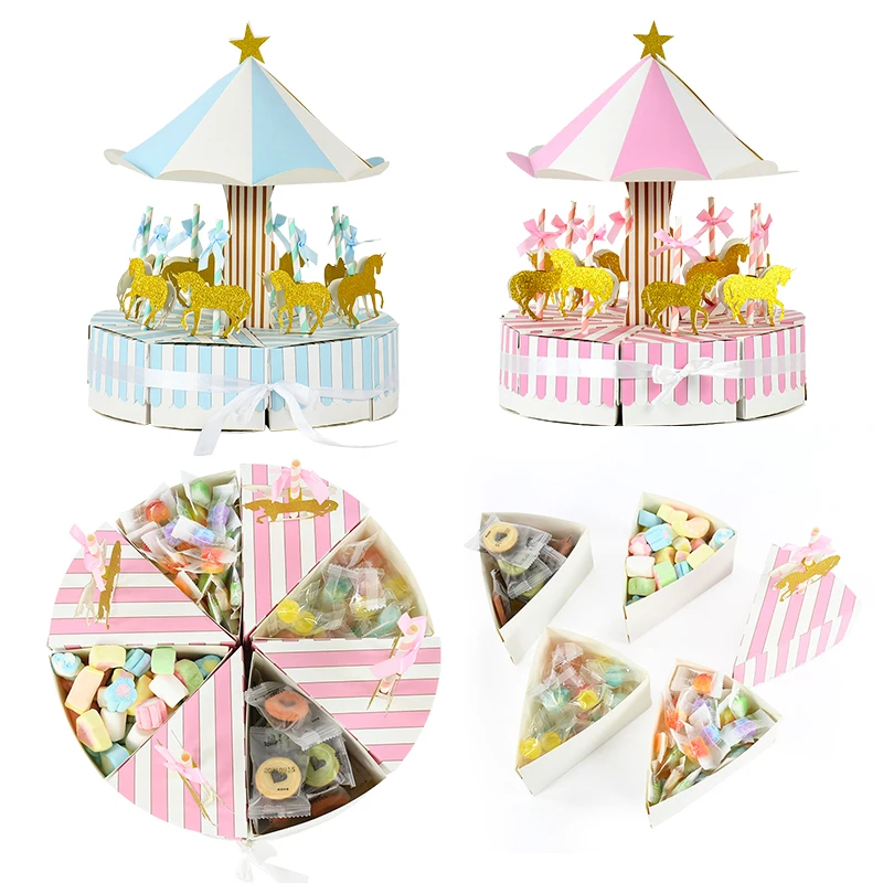 

Carousel Paper Gift Box Pink Blue Candy Boxes For Baby Shower Kids Birthday Decoration Party Wedding Favors Present Gift Case