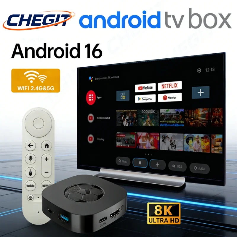 Android 16 T1 Ultra Smart TV Box 8GB+128GB RK3518 Google Assistant 8K Video Bluetooth5.4 Media Player for Netflix YouTube