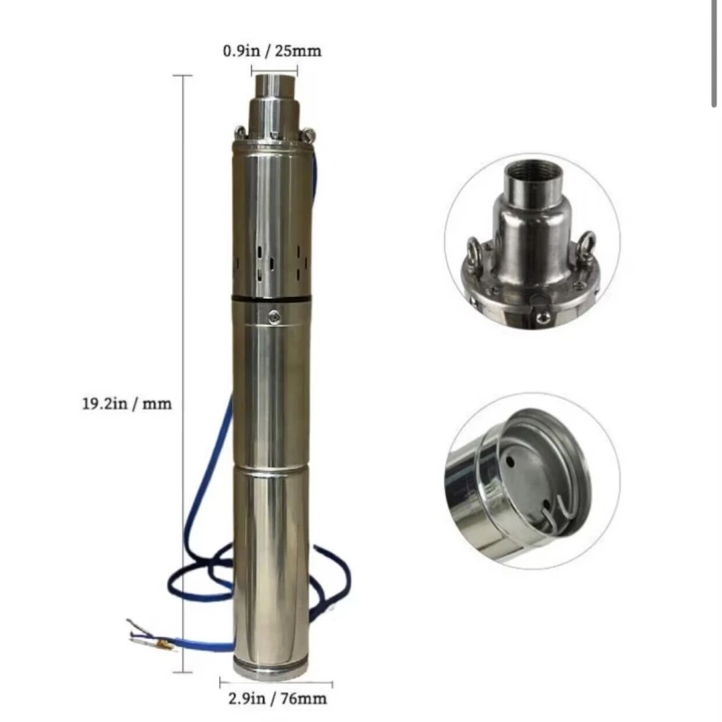 Small stainless steel brushless DC water pump 12V24V48V solar screw pump irrigation deep well pump submersible pump