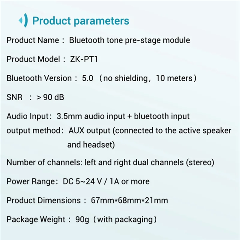 5X Bluetooth 5.0 Decoder Board Dual Channel Stereo Low Noise High And Low Tone Pre-Module Amplifier Board ZK-PT1-Y41A