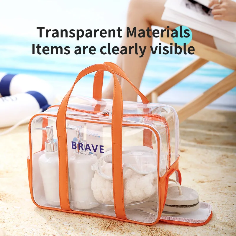 PVC Toiletry Bag Women Swimming Storage Bag Clear Makeup Bag Travel Toiletries Organizer Storage Bath Toiletry Wash Zipper Bag